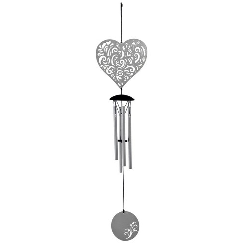 Woodstock Wind Chimes Signature Collection, Woodstock Flourish Chime, 18'' Heart Silver Wind Chime FLHE - image 1 of 4