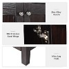 ELECWISH 24 Inches Bathroom Vanity, Traditional Wood Fixture Stand Bathroom Cabinet in Dark Coffee Finish with Bathroom Boat Blue Glass Vessel Sink - 3 of 4