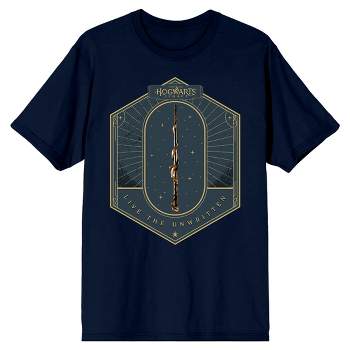 Hogwarts Legacy Wizard Wand Live The Unwritten Crew Neck Short Sleeve Navy Men's T-shirt