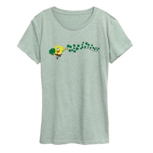 Women's - SpongeBob SquarePants - Spongebob Shamrocks Short Sleeve Graphic T-Shirt - 1 of 4