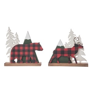 Transpac MDF Cabin Christmas Decor Set of 2 Christmas Home Decorations - 1 of 2