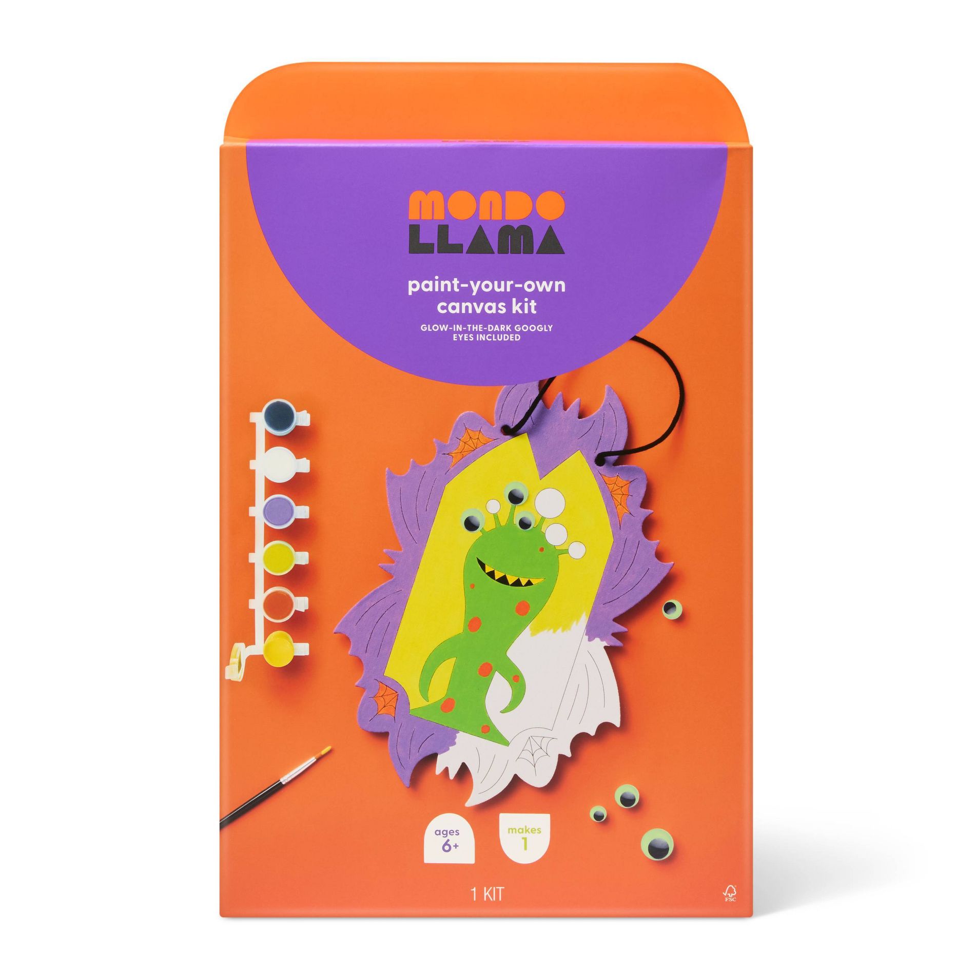 Halloween Craft Monster Portrait Canvas Painting Activity DIY Art Kit - Mondo Llama™