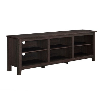 Chic Crate - 70" Transitional Media Console - 3 Open Shelves for 80" TVs - Modern TV Stand with Storage - Dark Espresso