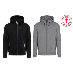 Blu Rock  Men's Slim Fit  Faux Shearling Fleece Lined Classic Tech Full Zip Hoodie -2 Pack - 1 of 3