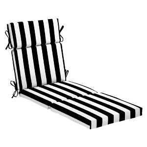 ARDEN Outdoor Chaise Cushion, 22 x 77, Rain-Proof, Fade Resistant Black Cabana Stripe - 1 of 4
