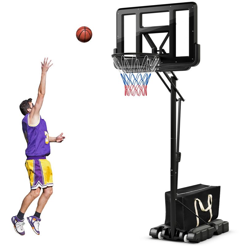Costway 44'' Portable Adjustable Basketball Goal Hoop Stand System withSecure Bag Outdoor, 1 of 11