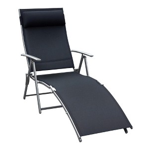 Resenkos Outdoor Folding Chaise Lounge Chair, Portable Lightweight Reclining Sun Lounger With 7-Position Adjustable Backrest & Pillow, - 1 of 4