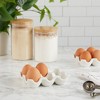 Farmlyn Creek 2 Pack Ceramic Half Dozen Egg Tray Holder for Countertop, Refrigerator, Porcelain Egg Carton Holds 6 Chicken Eggs for Easter, White - 2 of 4