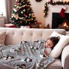 Lomsoe Gray Christmas Snowman & Snowflakes Print Flannel Blanket - All Seasons Soft and Warm Throw Blanket for Napping, Camping, Travel, Office - 3 of 4