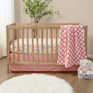 The Peanutshell Baby Crib Bedding Set for Girls - 3 Pieces - Pink Baby Blanket Set with Fitted Crib Sheet, Dust Ruffle - Wildflower Boho Floral - 1 of 4