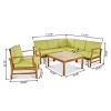 GDFStudio Abena Outdoor Acacia Wood 6 Seater Sectional Sofa and Club Chair Chat Set with Cushions - 3 of 4