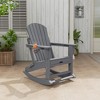 Adirondack Rocking Chair with Retractable Ottoman – Folding Outdoor Rocker Chair, Heavy Duty HDPE Material, Gray (380lb Capacity) - 2 of 4