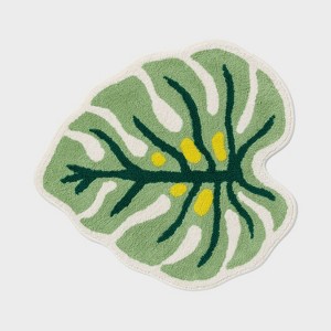 Leaf Shaped Machine Washable Non-Slip Bath Rug Green - Room Essentials™ - 1 of 4