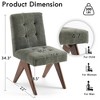 YOUNIKE Modern Upholstered Chair Dining Room Armless Kitchen Chairs Set of 4 Linen Fabric Chair Vanity with 4.7" Thick Cushion Wood V-Leg - 3 of 4