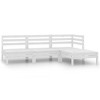 vidaXL Solid Pinewood 4 Piece Patio Lounge Set - White, Scandinavian Design with Modular Setup, Weather Resistant Outdoor Furniture - 2 of 4