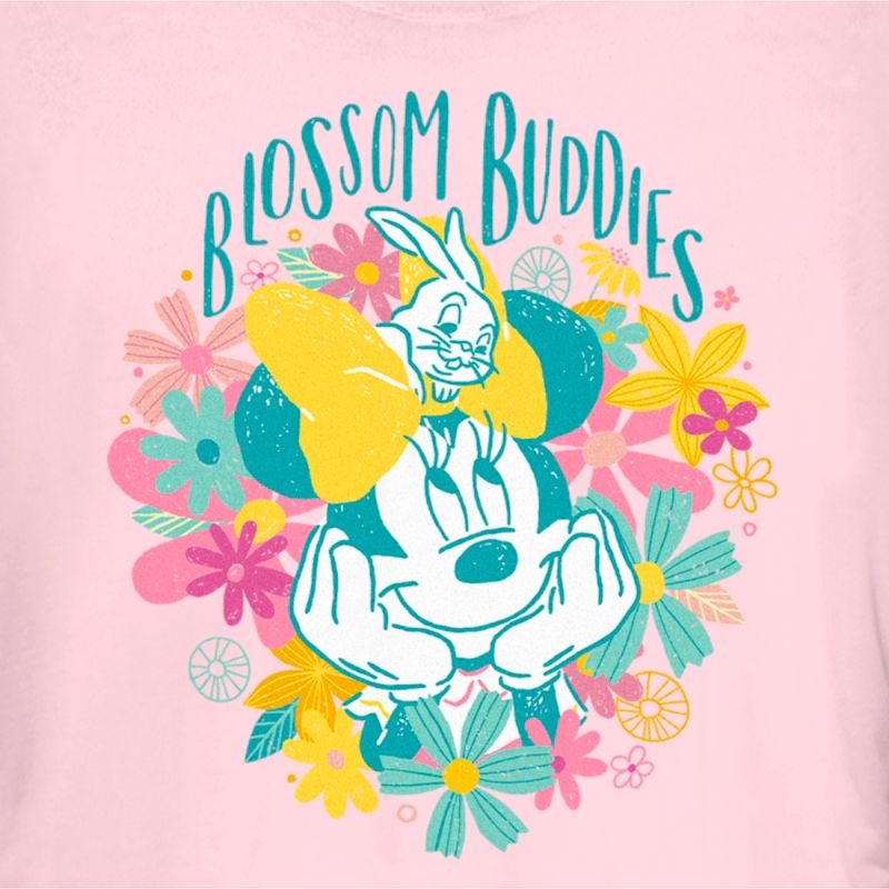 Juniors Womens Minnie Mouse Blossom Buddies T-Shirt, 2 of 5