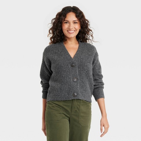 Women's Cashmere-Like Cardigan - Universal Thread™ Dark Gray M