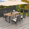 Costway 5 PCS Patio Rattan Dining Set Acacia Wood Table 4 Wicker Chairs with Umbrella Hole - 2 of 4