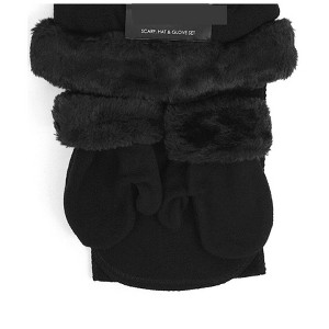 Toddler's 2-5 Solid Faux Fur Trimmed Mittens & Scarf Winter Set - 1 of 3