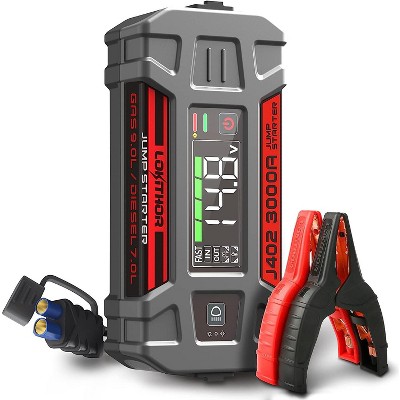 Lokithor Jump Starter 3000A 12V 24000Mah Car Starter Up To 9L Gas/7L Diesel  Engines 100W 2Way Fast Charging Portable Battery Pack Smart Digital Screen