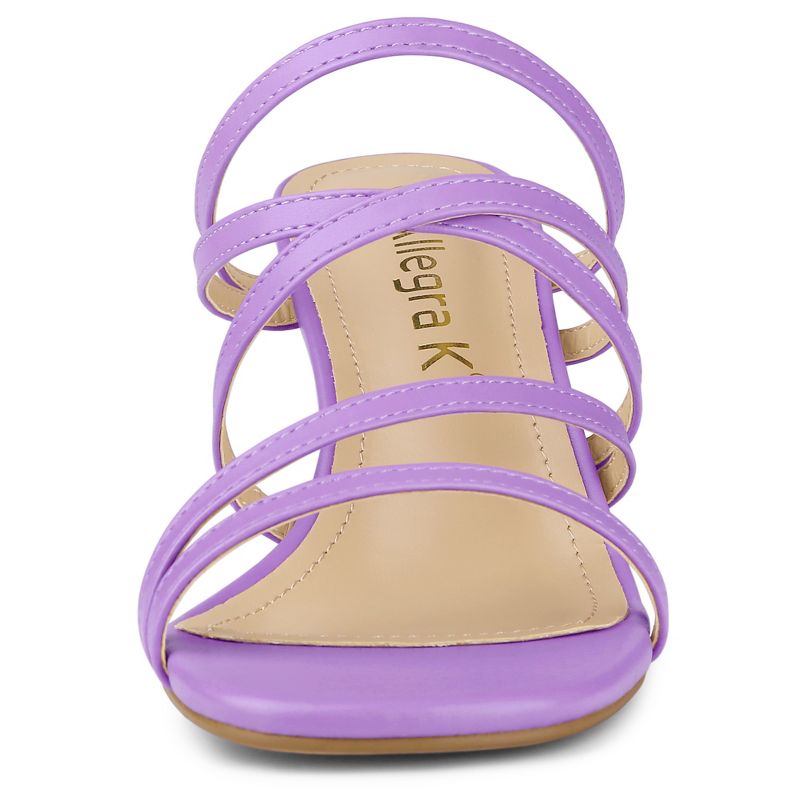 Allegra K Women's Strappy Block Heels Slide Sandals, 2 of 7