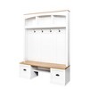 CAVINAS Freestanding Coat Racks with Wood Grain Bench and Top,Hall Tree with 4 Hooks and Shell Handles,Entryway Furniture for Living Room,White - 4 of 4