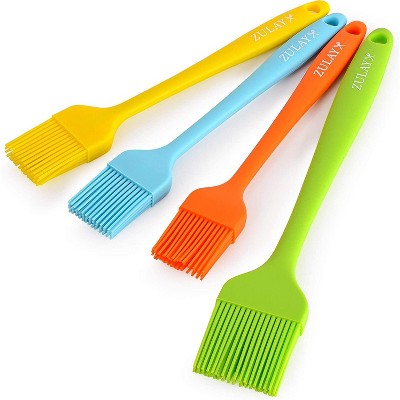 Zulay Pastry Brush (Set of 4) - Assorted Heat Resistant Silicone Basting Brush Ideal For BBQ, Marinating, or Spreading Butter & Oil