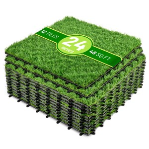 Sorbus Interlocking 24"x24" Artificial Grass Tiles for Balcony, Patio, Deck Flooring, Pets & Dog Pad - Self-Draining - 1 of 4