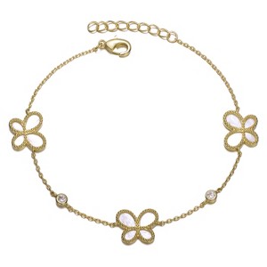 Guili 14K gold plated mother of pearl butterfly bracelet for Teens/Young Adults - A delicate and elegant accessory - 1 of 3