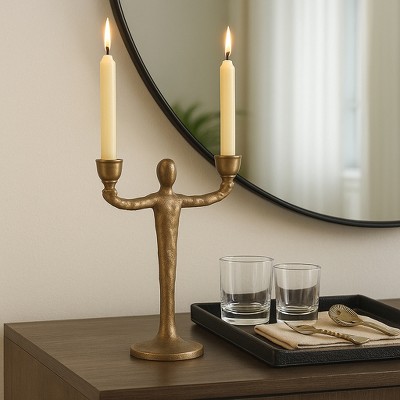 Modern Metal Taper Candle Holder with Abstract Human Figure Design - Contemporary Aluminum Sculptural Candle Stand for Home Decor and Centerpieces