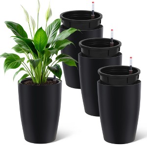 Garvee 16 Inch Tall Planters Set of 4, Outdoor&Indoor Planter Pots, High Front Porch Planter Pots with Drainage Holes, Water Level Monitor - 1 of 4