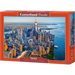 500 Piece Jigsaw Puzzle, Sunset over Manhattan, New York, NYC, cityscape puzzle, USA, Adult Puzzles, Castorland B-53674 - 1 of 4