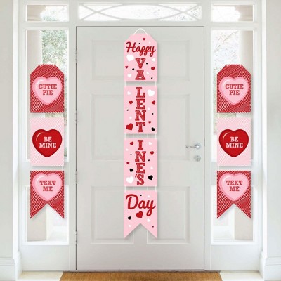 Big Dot of Happiness Conversation Hearts - Hanging Vertical Paper Door Banners - Valentine's Day Party Wall Decoration Kit - Indoor Door Decor