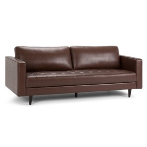 ColSofa Distressed Cognac Faux Air Leather - Wyndenhall, Distressed Red