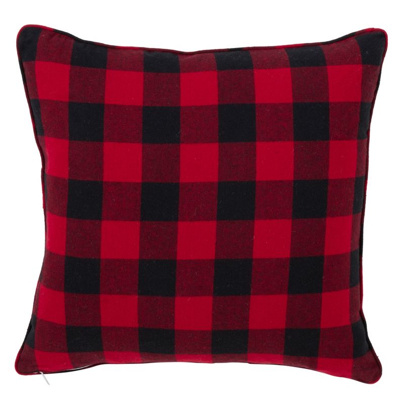 Buffalo Plaid Snowflake Square Throw Pillow Red - Saro Lifestyle, 3 of 5