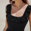 Women's Black Ruffled Shoulder Square Neck One-Piece Swimsuit- Cupshe - image 3 of 4