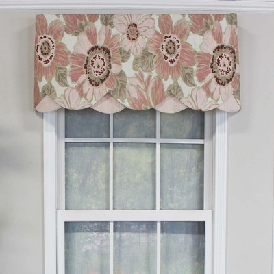 Blossom Pink Floral Cotton Scalloped Window Valance