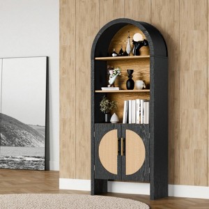INFURNIC Decorative Storage Cabinets 5-Layer Storage Rack Arched Storage Display Cabinet With 2 Doors, Large Capacity, Black, 10.2"*24.8"* 60" - 1 of 4