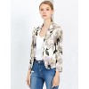 INSPIRE CHIC Women's Open Front Office Long Sleeve Lightweight Printed Floral Crop Suit Blazer - 2 of 4