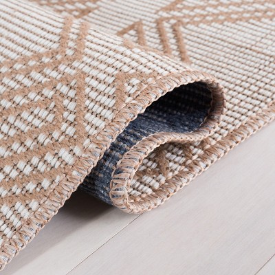 Ivory and Natural Geometric Flat Woven Area Rug