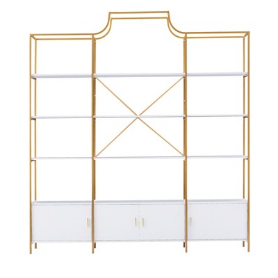 TiramisuBest 5-Tier White Industrial Bookshelf with Metal Frame, Open Storage Bookcase for Living Room, Bedroom, Home Office, Modern Shelving Unit