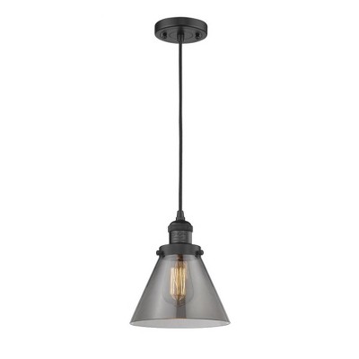 Cone - 1 Light Cord Hung Mini Pendant In Industrial Style-10 Inches Tall and 8 Inches Wide