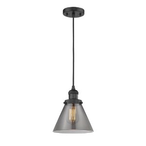 Cone - 1 Light Cord Hung Mini Pendant In Industrial Style-10 Inches Tall and 8 Inches Wide - 1 of 1