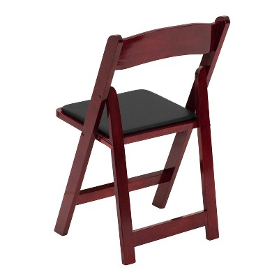 Elegant Mahogany Wood Folding Chair with Vinyl Padded Seat
