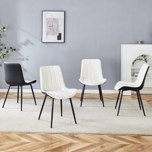 NicBex PU Leather Dining Chairs Set of 4,Modern Armless Upholstered Kitchen Chair with Integral High Back and Metal Legs for Dining Room,Kitchen - 1 of 4