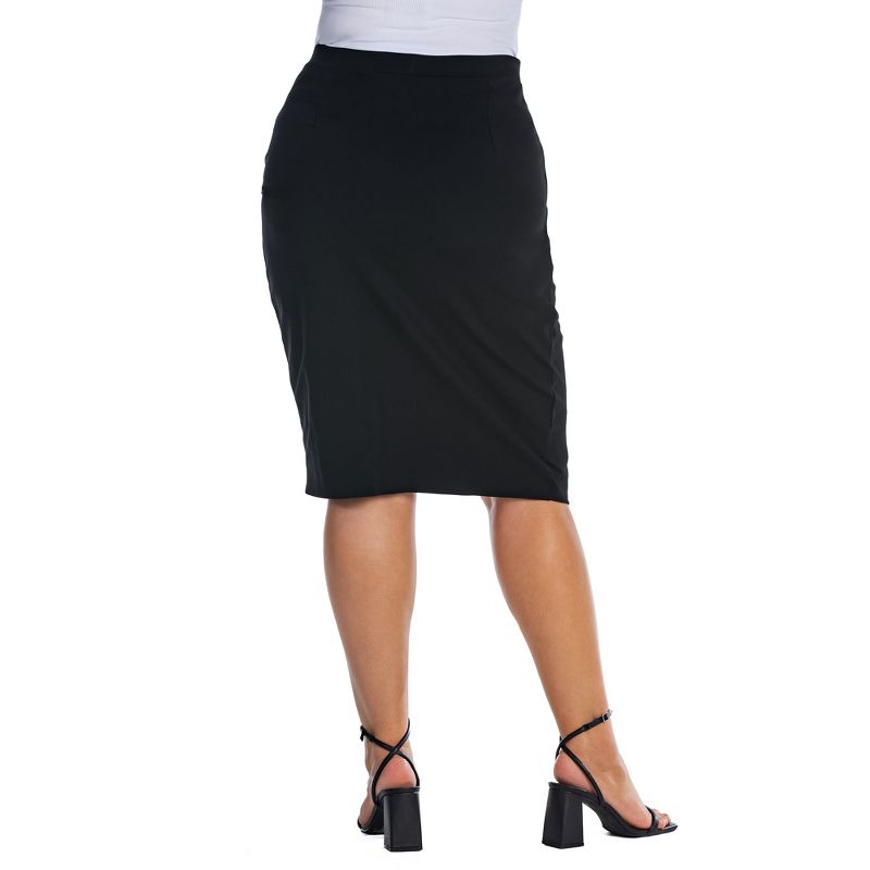 Womens Plus Size Elastic Waist Knee Length Tulip Pencil Skirt, 3 of 5