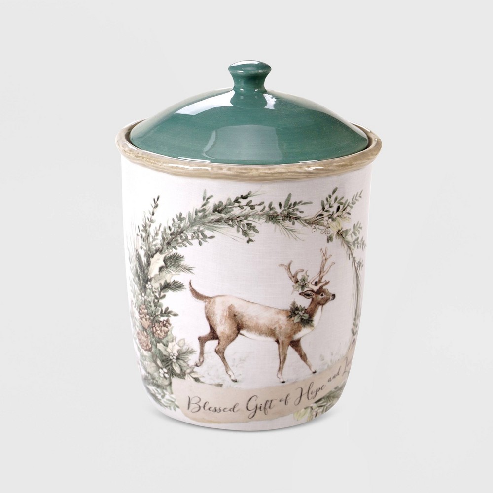 96oz Porcelain Holly and Ivy Cookie Jar  - Certified International