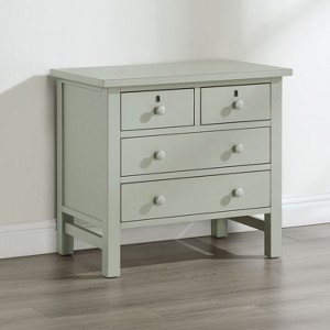 Sapphtopaz Modern Nightstand with 4 Drawers Night Stand with Faux Keyhole Accents & Wooden Round Handle Bedside Table for Bedroom, Living Room - 1 of 4