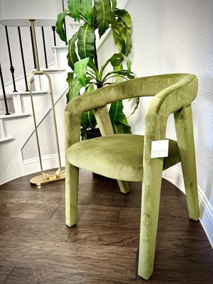 Lana Curved Back Upholstered Dining Chair Olive Green Velvet