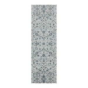 Charcoal Ivory And Light Blue Oriental Area Rug - 1 of 4